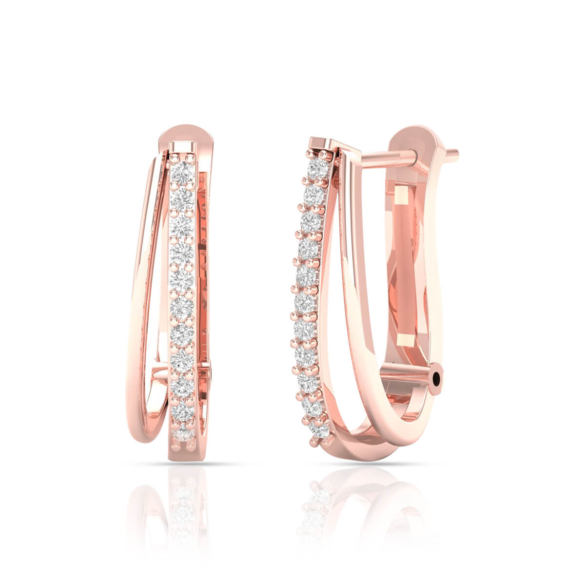 Dazzling Sophisticated 18K Rose Gold Hoops