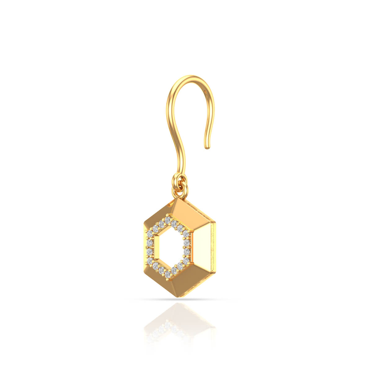 Golden Hexa Elegance 18K Dangler Earrings