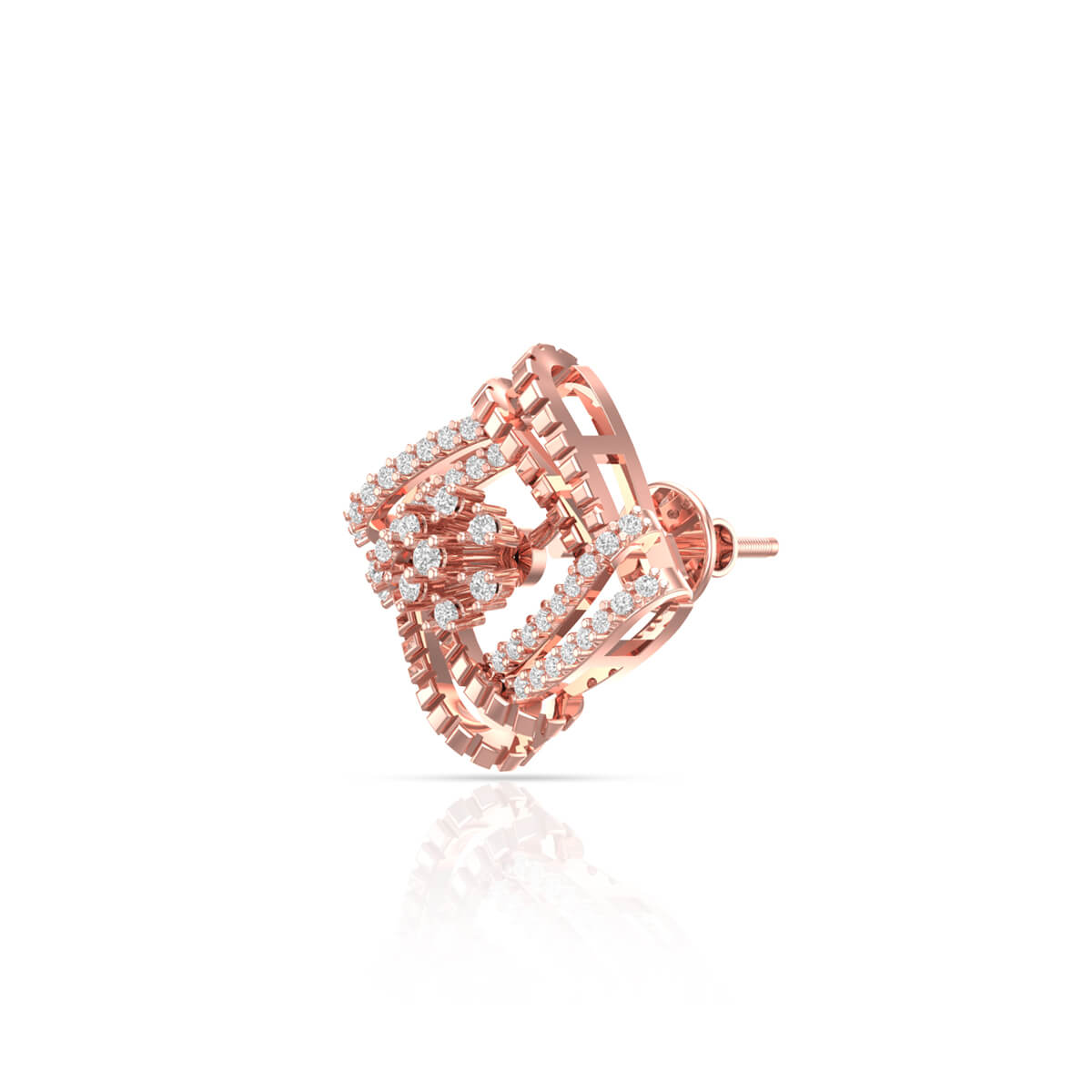 Radiant Spiral Box Design 18K Rose Gold Studs