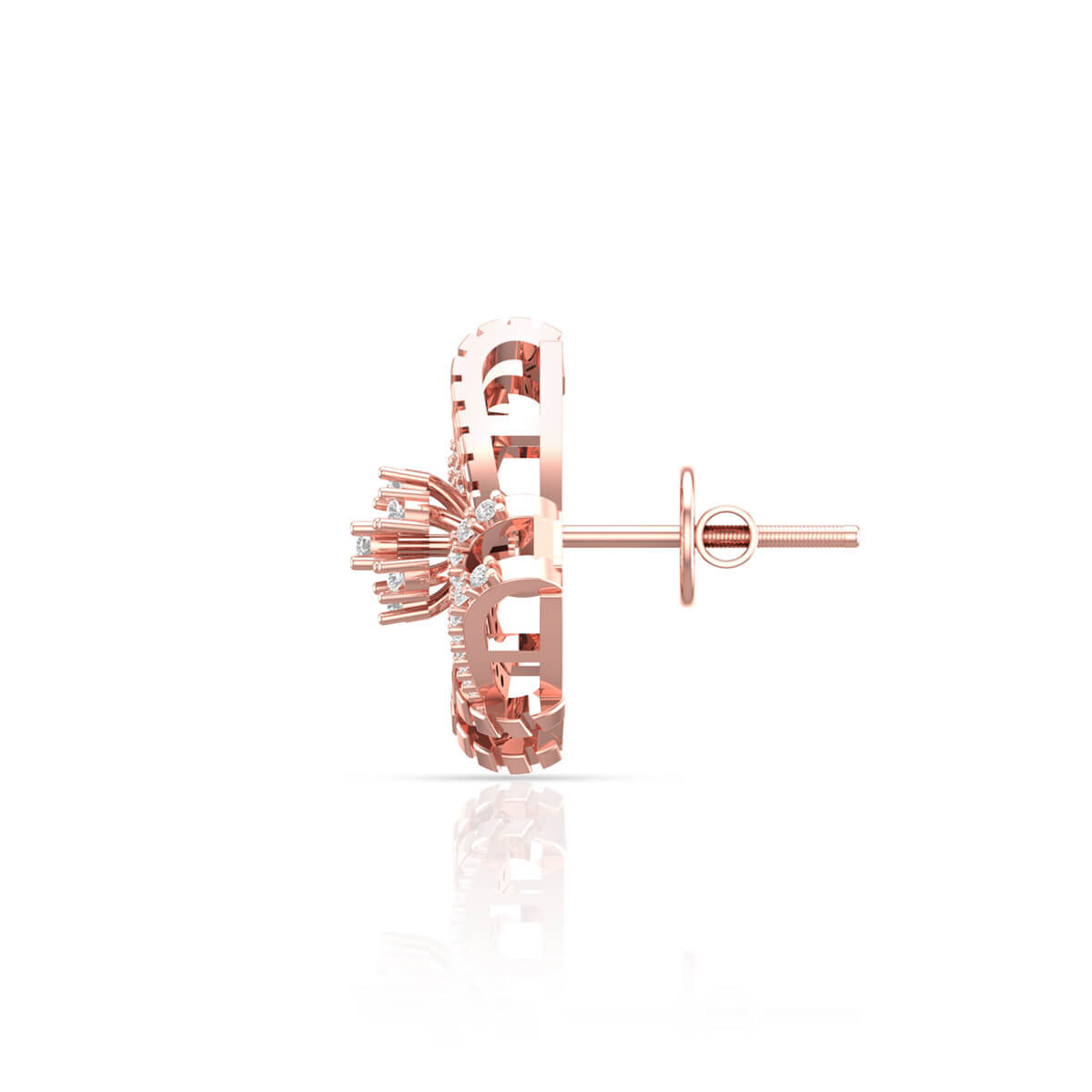 Radiant Spiral Box Design 18K Rose Gold Studs