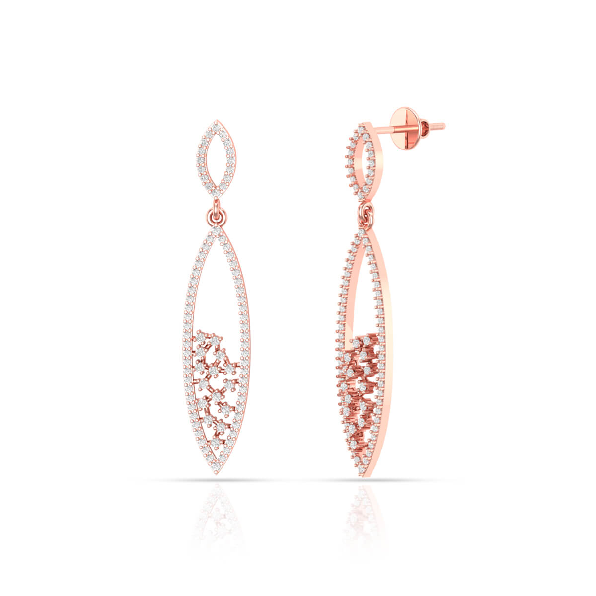 Luxurious Slender Rose Gold Dangler Earrings 18K