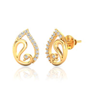 18K Contemporary Paisley Elegance Studs for Daily Shine