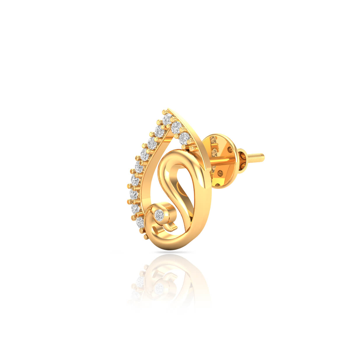 18K Contemporary Paisley Elegance Studs for Daily Shine