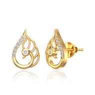Glittering Gold Peacock Design 18K Diamond Studs