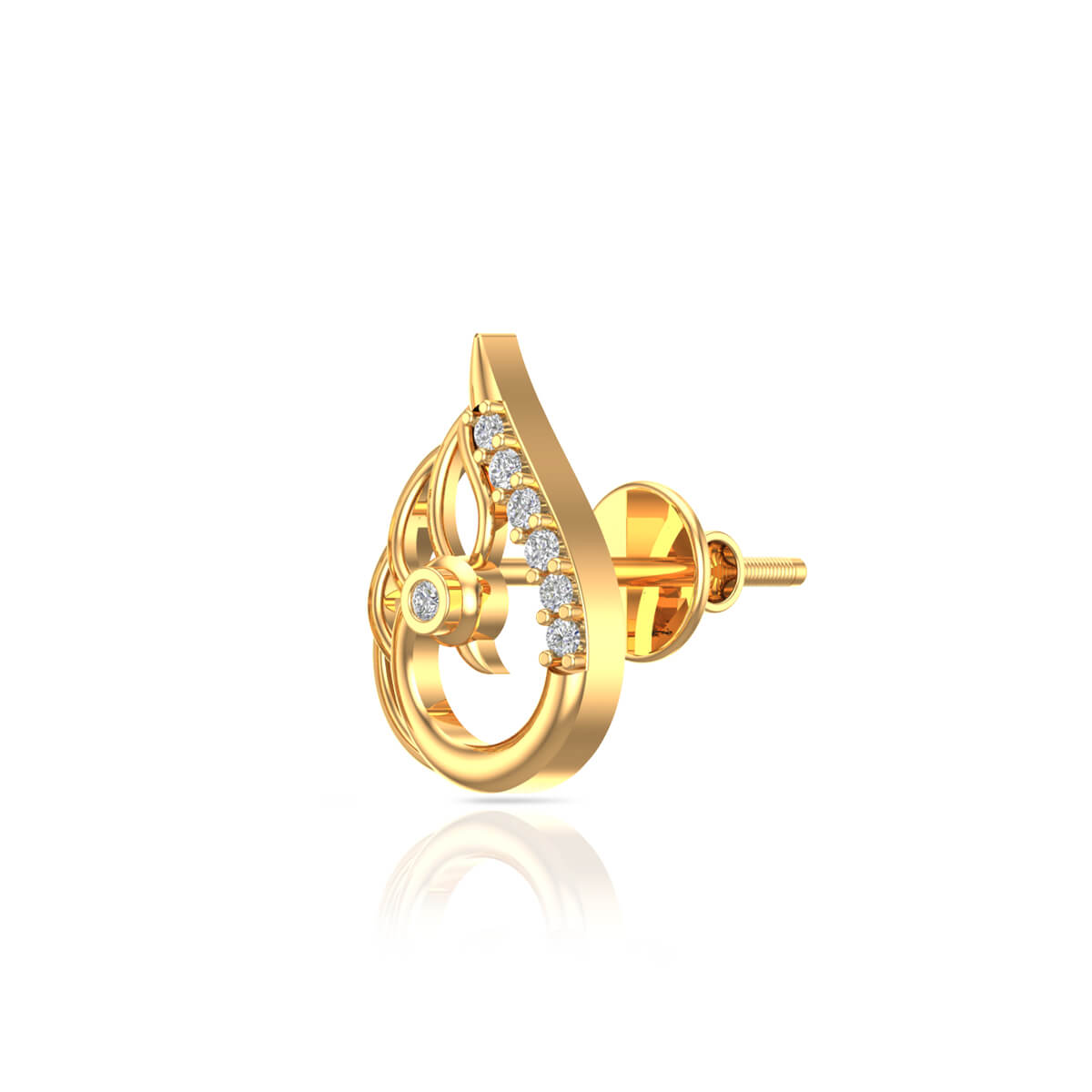 Glittering Gold Peacock Design 18K Diamond Studs