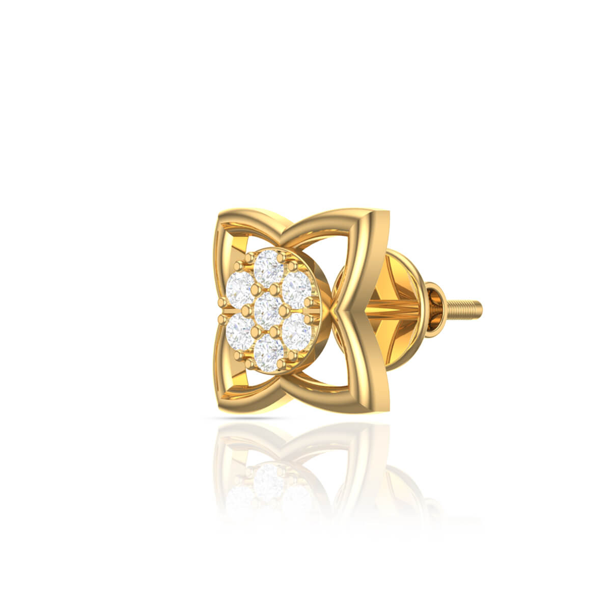Modern Flair Clover Stud 18K Gold Earrings