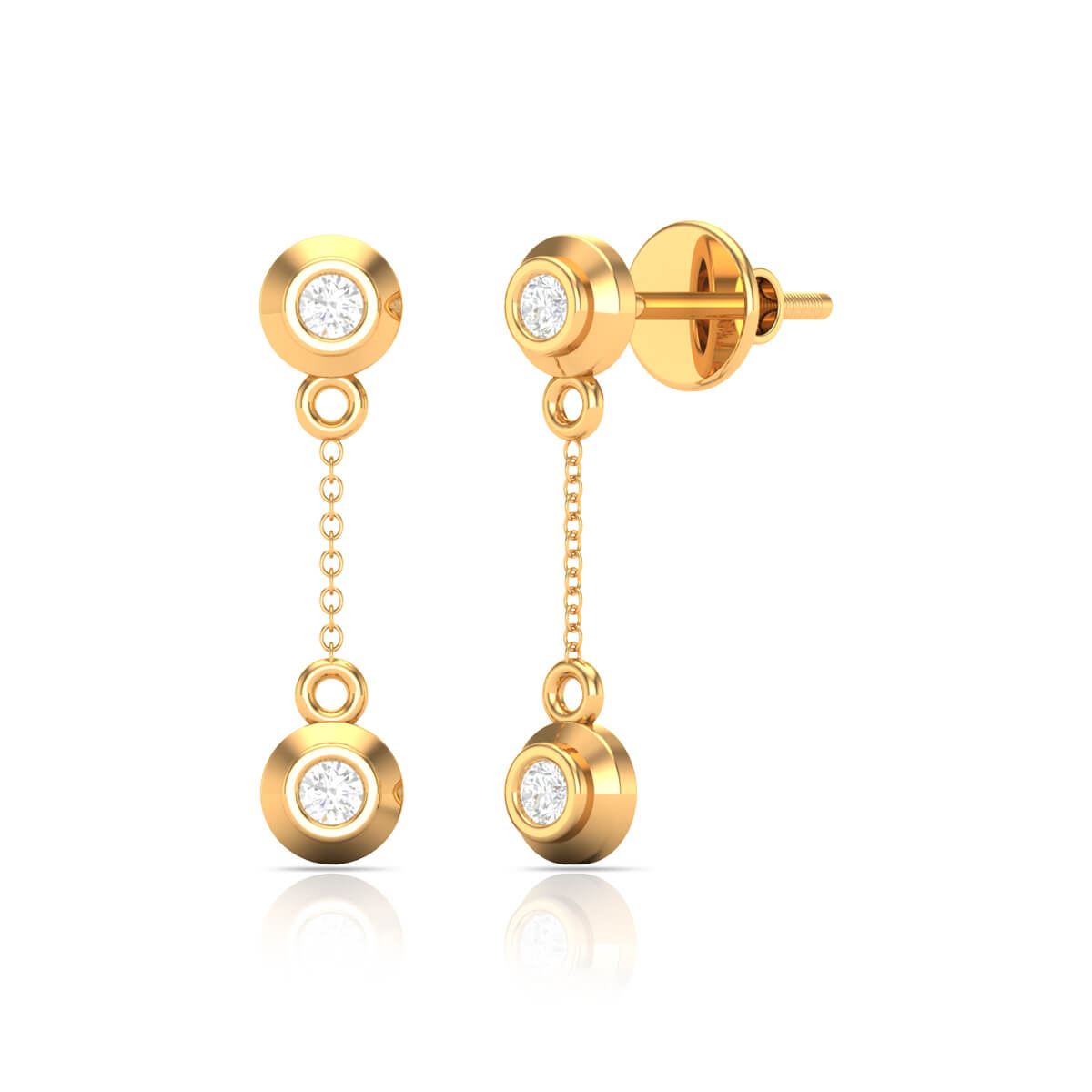 18K Sleek Dazzle Gold Danglers