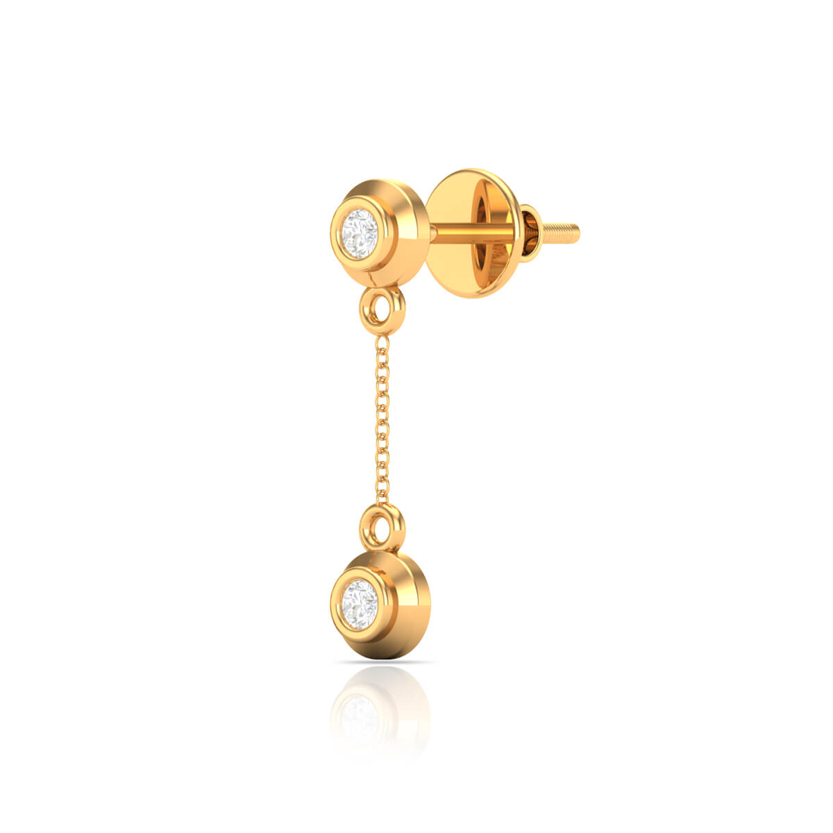 18K Sleek Dazzle Gold Danglers