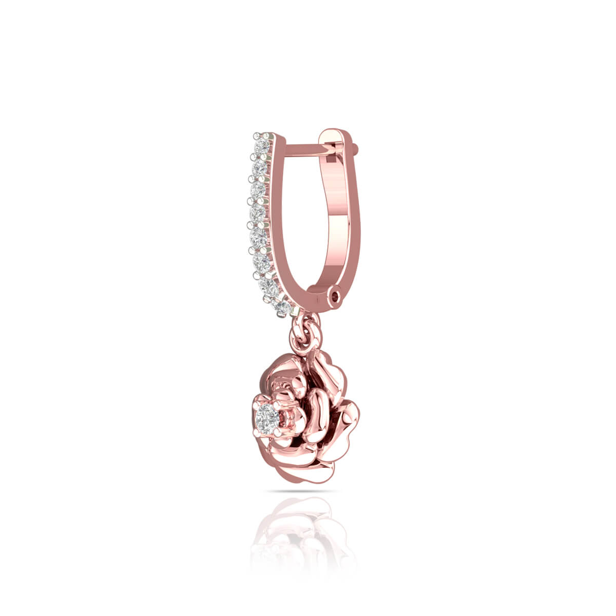 Elegant 18K Diamond Floral Hoops with Dazzling Look