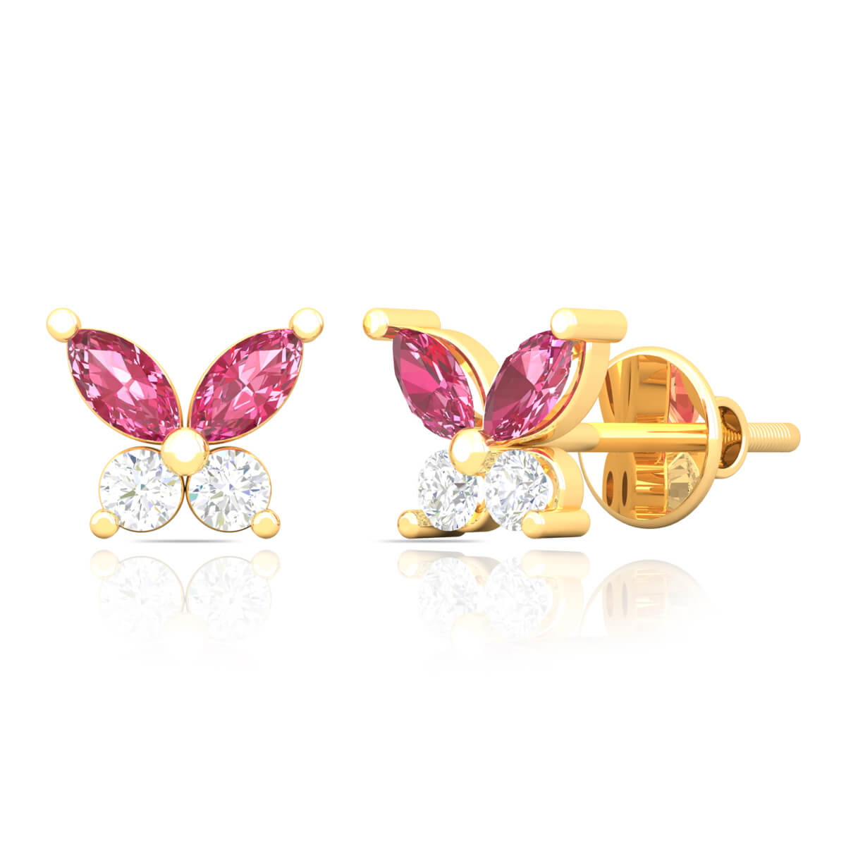 Elegant Colourful Butterfly Motif 18K Studs