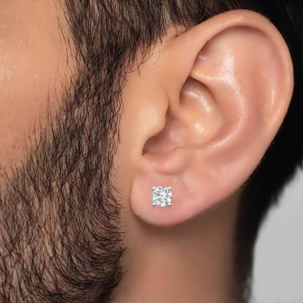 Minimalist Charm Diamond Studded 18K Gold Stud