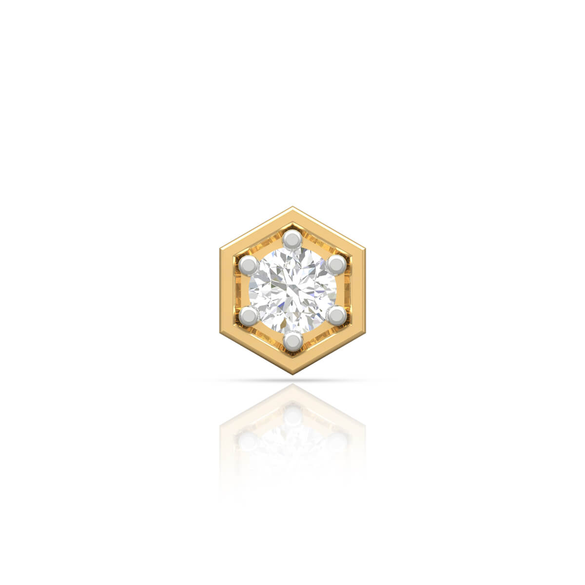 Radiant Hexa 18K Diamond Stud