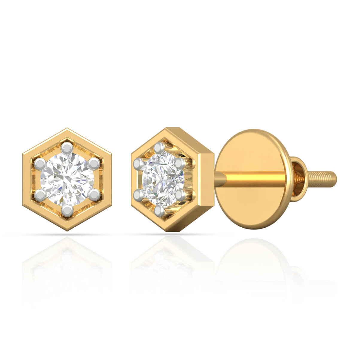 Elegant Hexagon Solitaire Studs