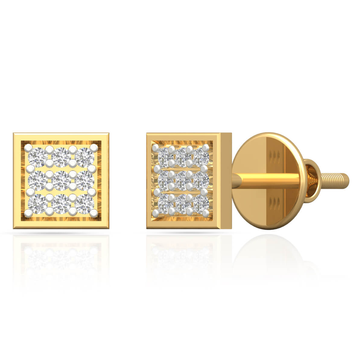 18K Petite Golden Box Stud Earrings