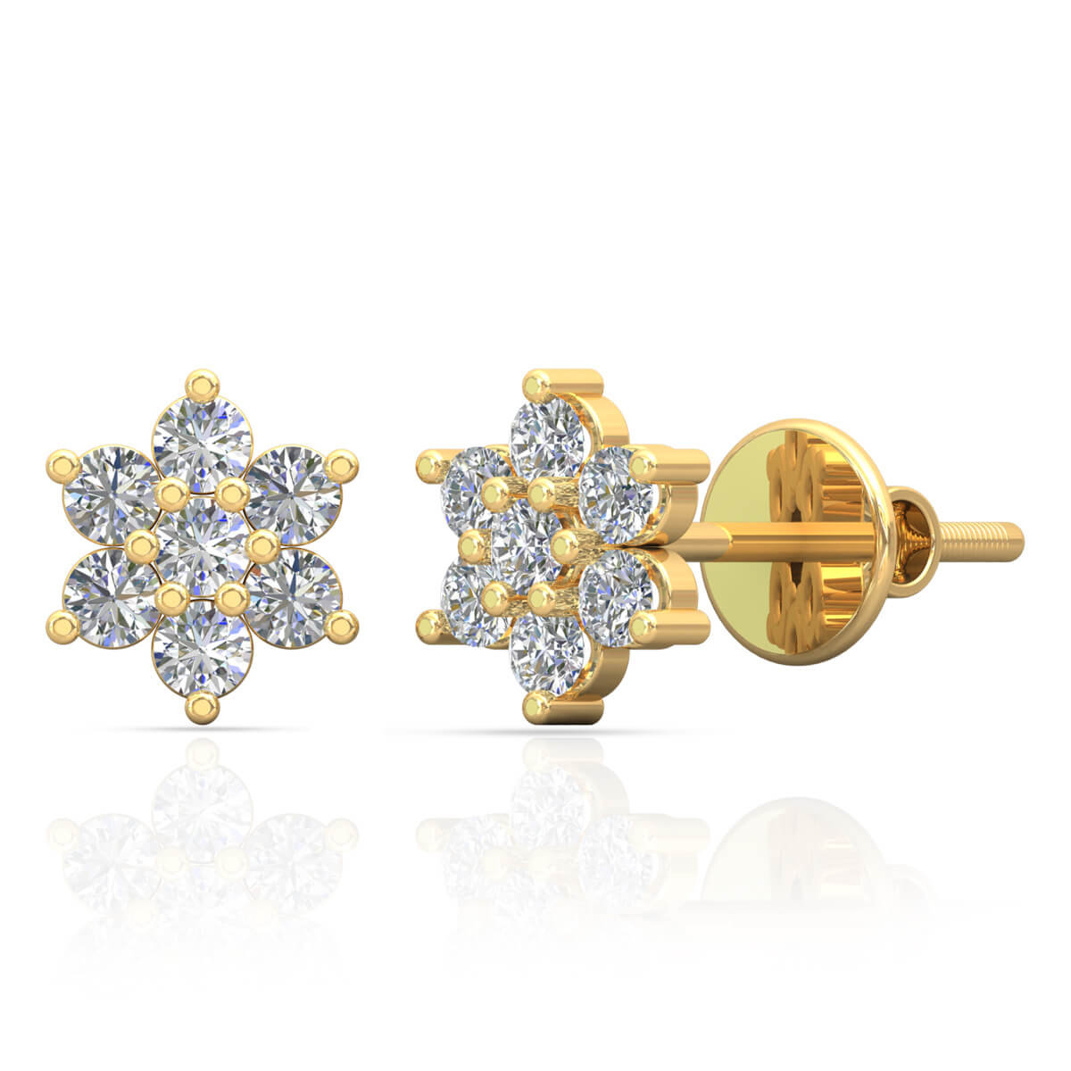 18K Captivating Blossom Diamond Studs for Everyday Wear