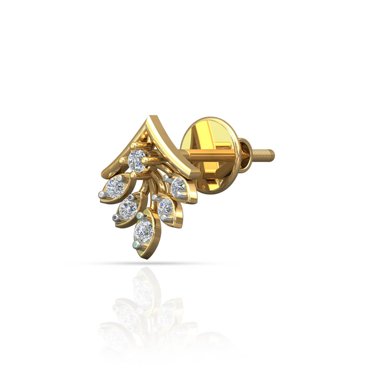 Delicate Petal Motif 18K Gold Studs