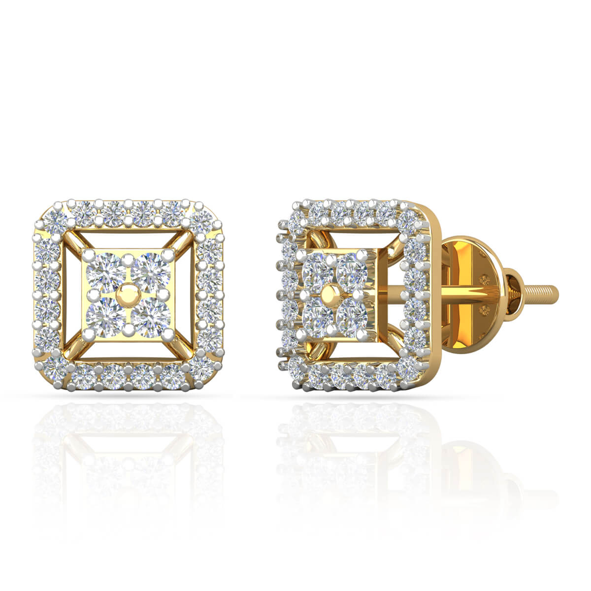 Gleaming Box 18K Diamond Studs for Bold Look