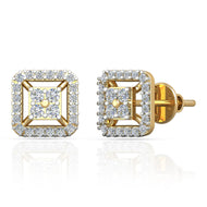 Gleaming Box 18K Diamond Studs for Bold Look
