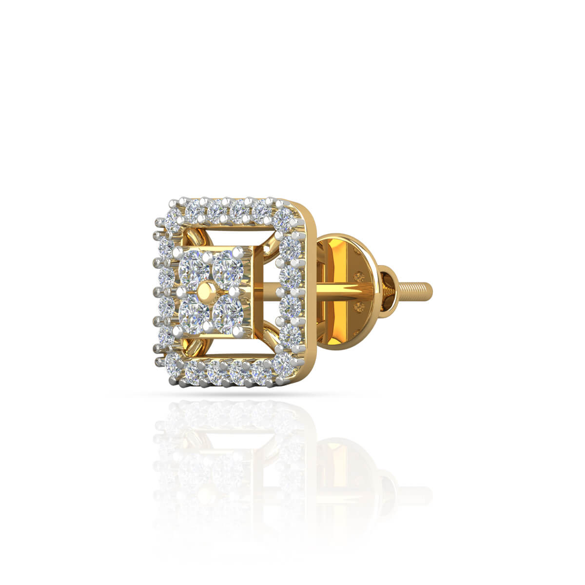 Gleaming Box 18K Diamond Studs for Bold Look
