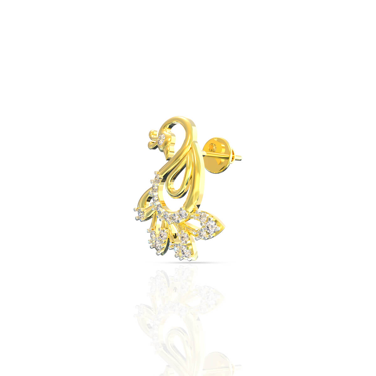 18K Vibrant Peacock Studs with Gem Accents