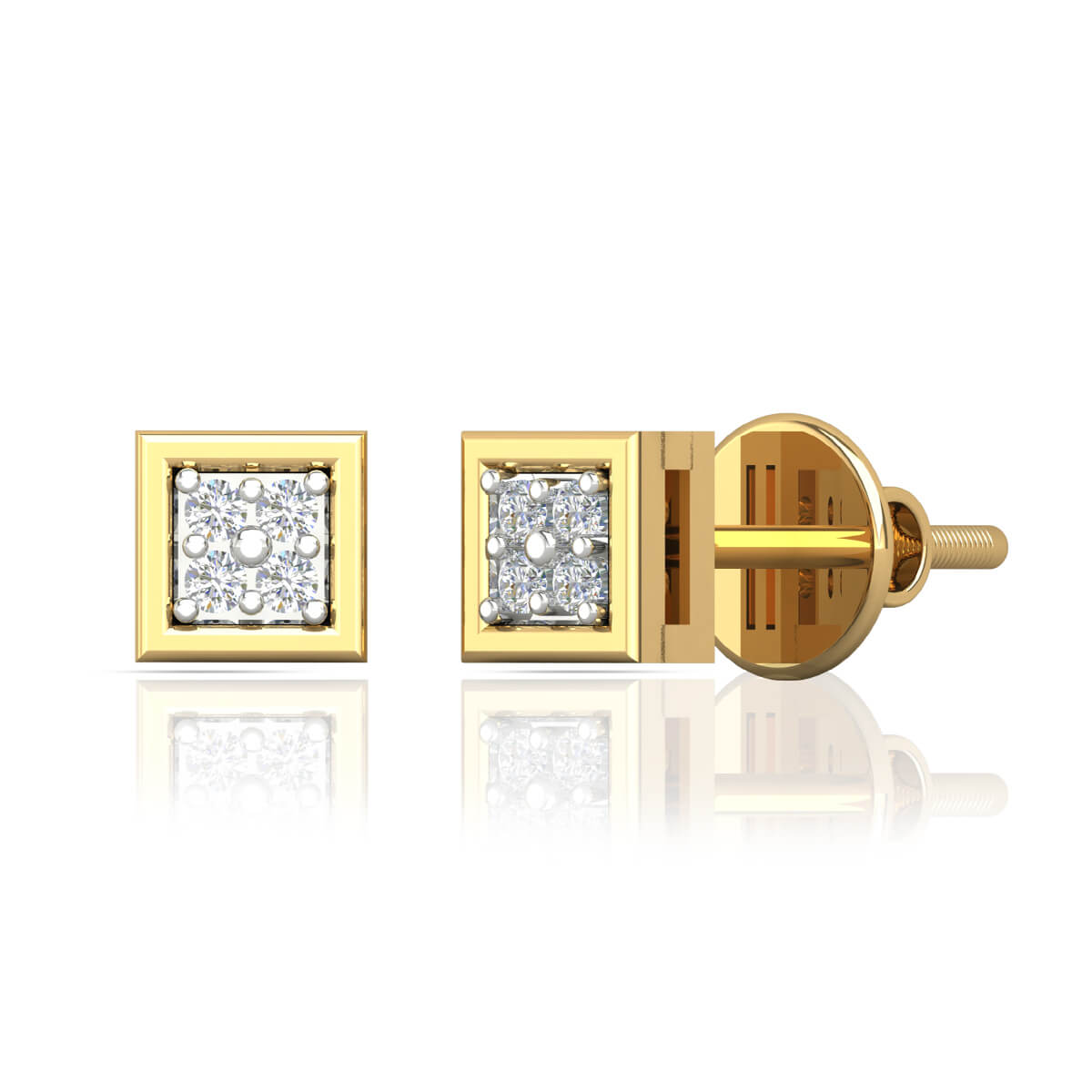 Elegant Gleam 18K Diamond Stud Earrings