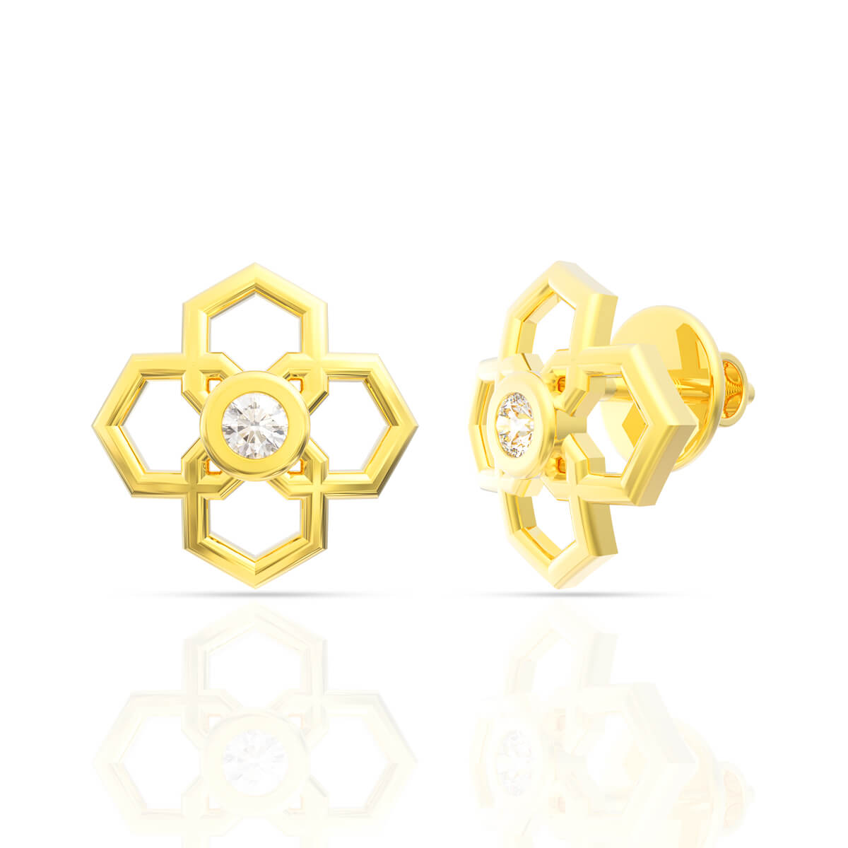 Delicate Petal Glow Gold Studs for Women