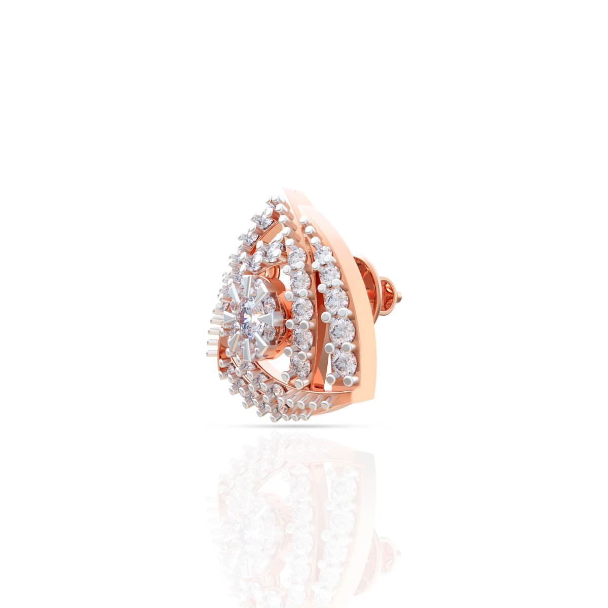 18K Tri-Ring Petal Harmony Floral Gold Studs