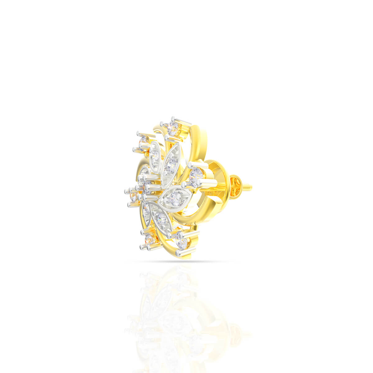 18K Gleaming Blooming Petal Swirl Gold Studs