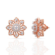 Charming Blossom 18K Diamond Floral Stud Earrings