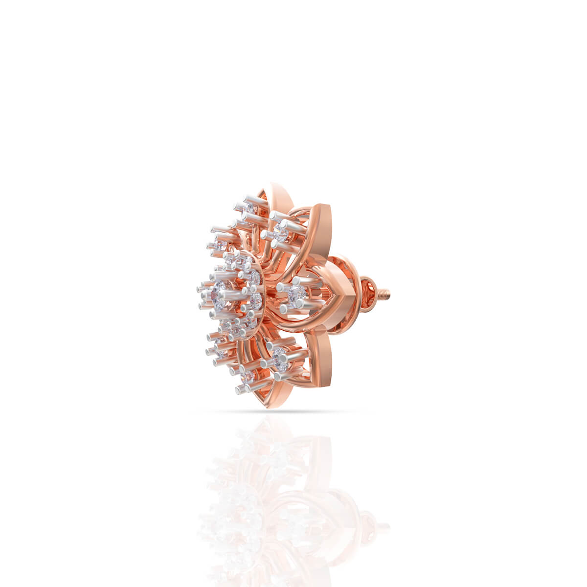 Charming Blossom 18K Diamond Floral Stud Earrings