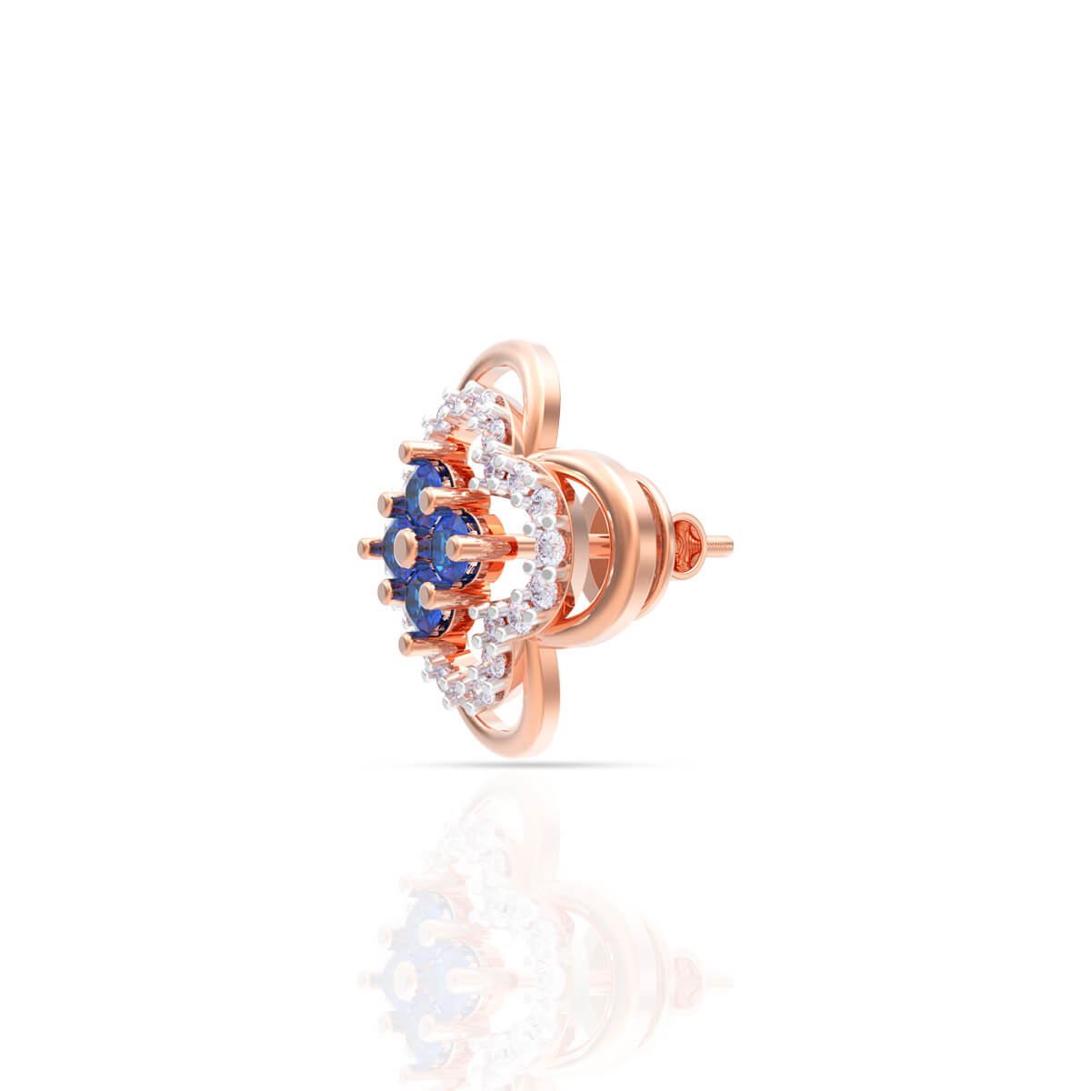 Dazzling Navy Clover Stud Earrings in 18K Gold