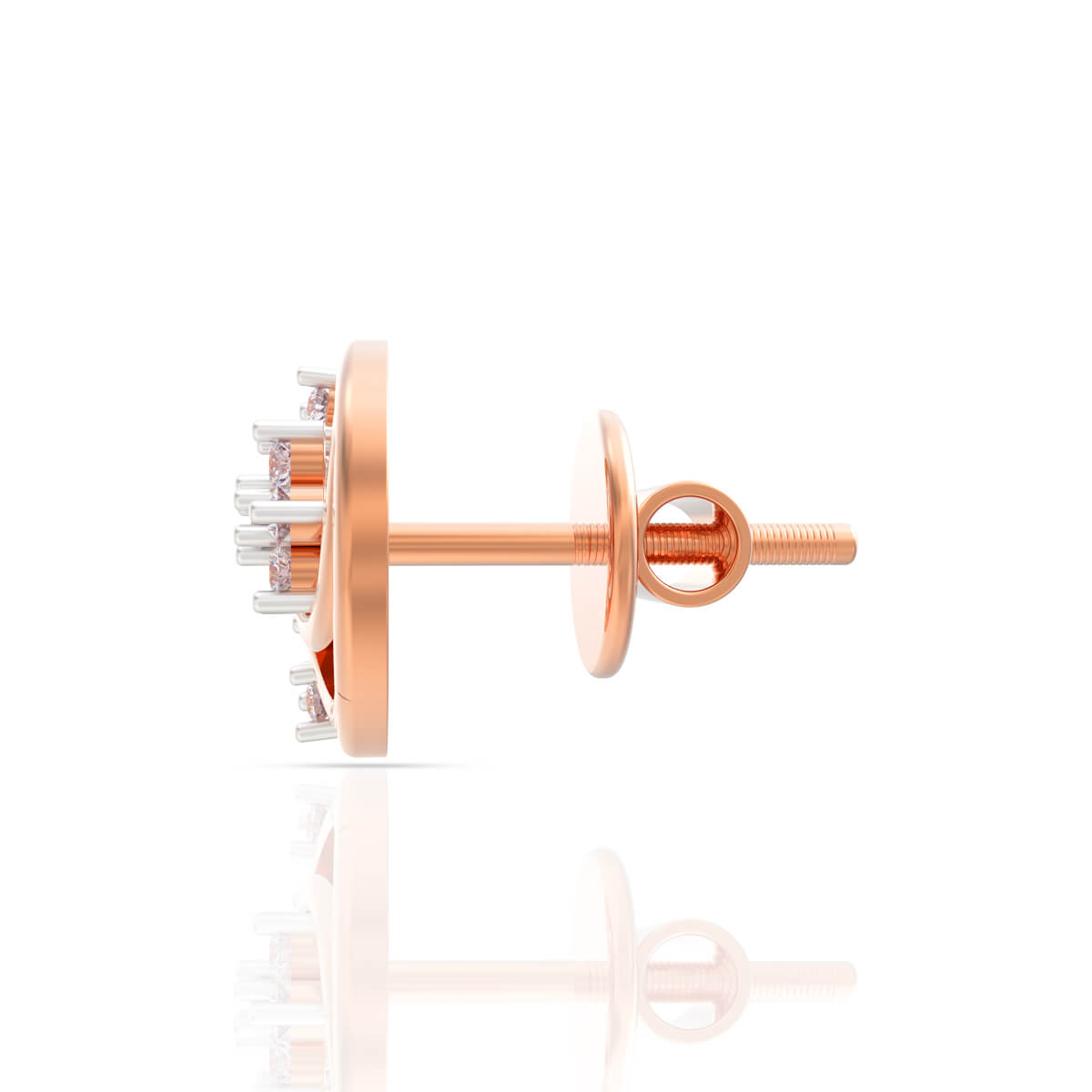 18K Rose Gold Studs with Crescent Elegance