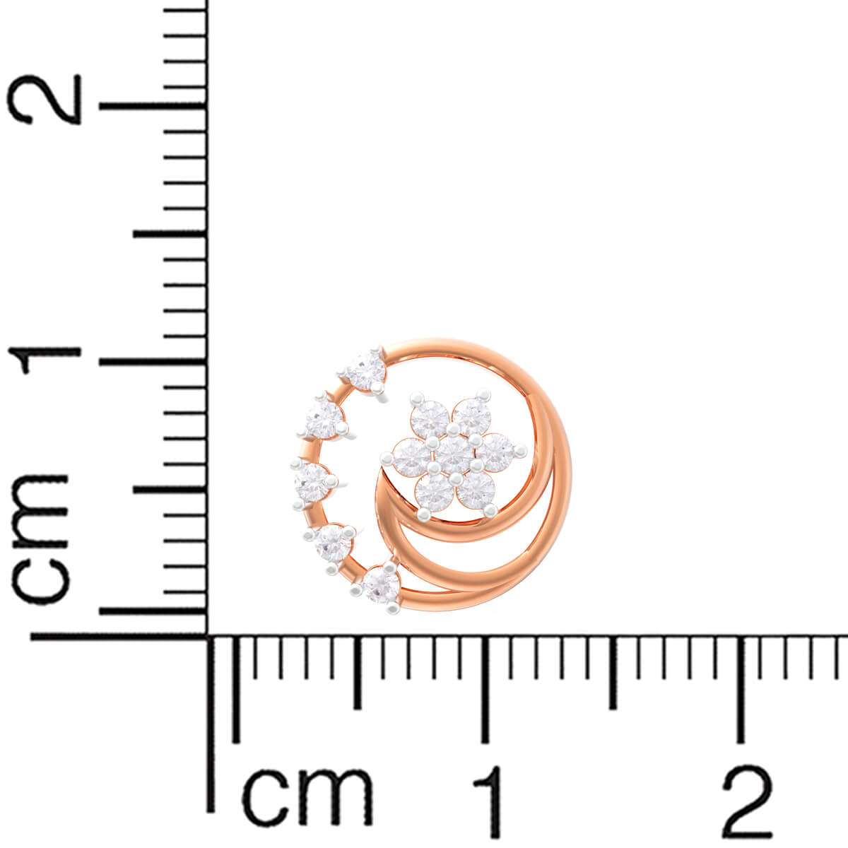 18K Rose Gold Studs with Crescent Elegance