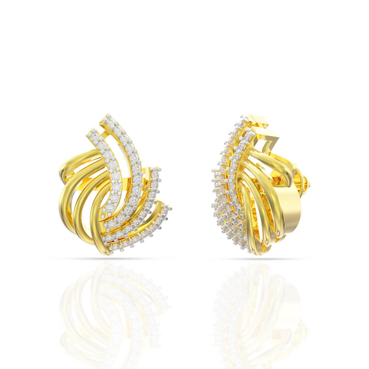 18K Mesmerizing Sphere Diamond Studs with Flora Elegance