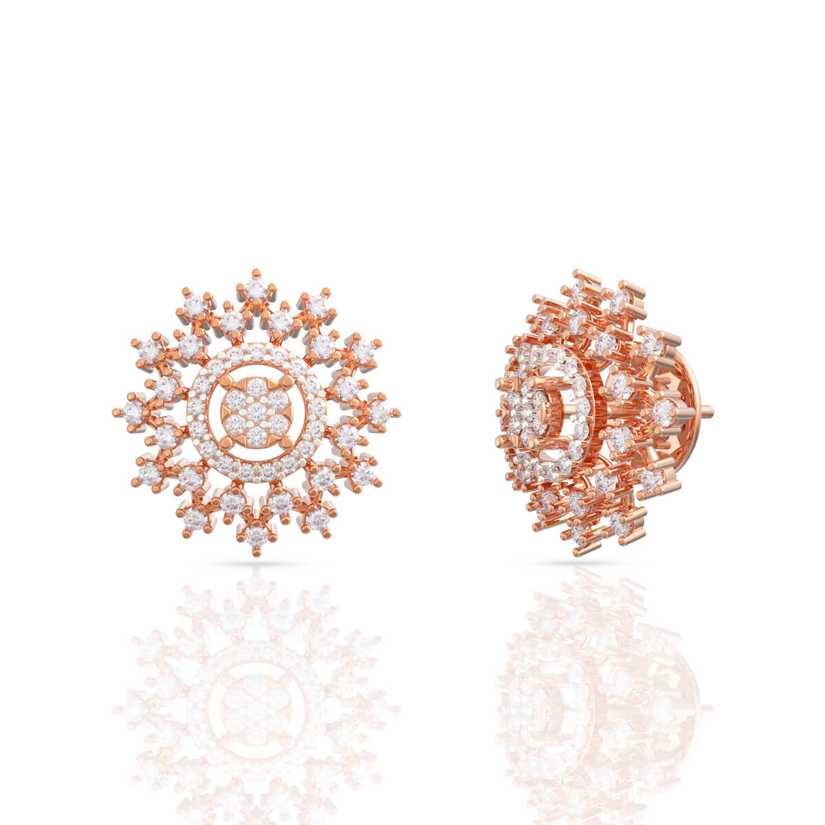 Intricately Crafted Daisy Motif 18K Diamond Studs