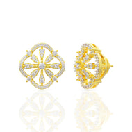 Mesmerizing Golden Flora Wheel Stud Earrings 18K