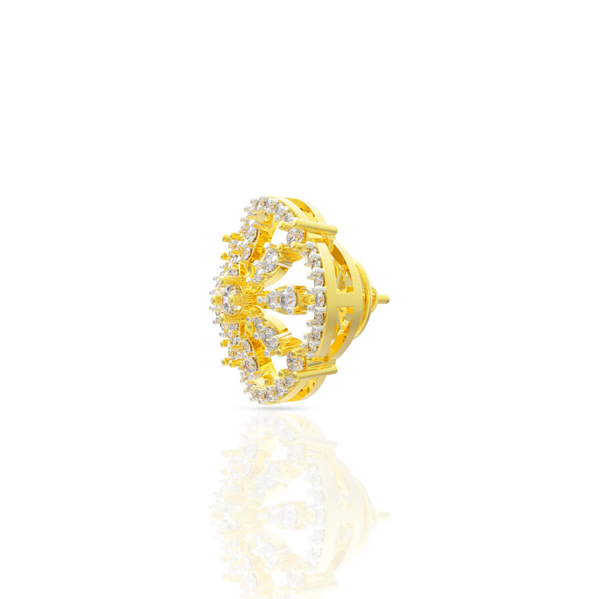 Mesmerizing Golden Flora Wheel Stud Earrings 18K
