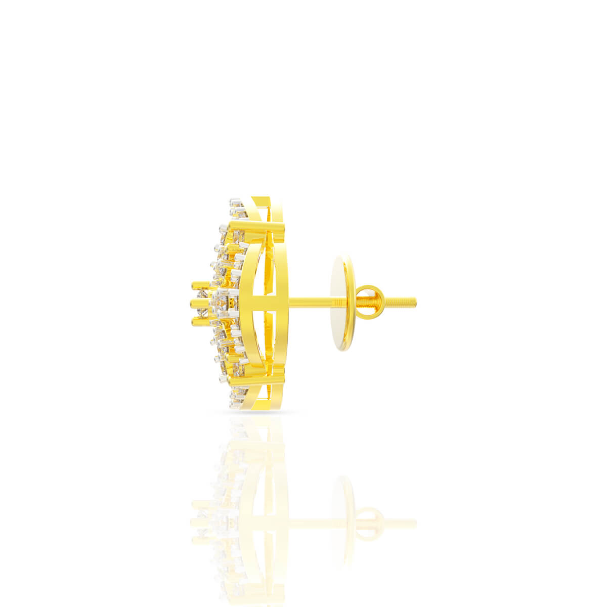 Mesmerizing Golden Flora Wheel Stud Earrings 18K
