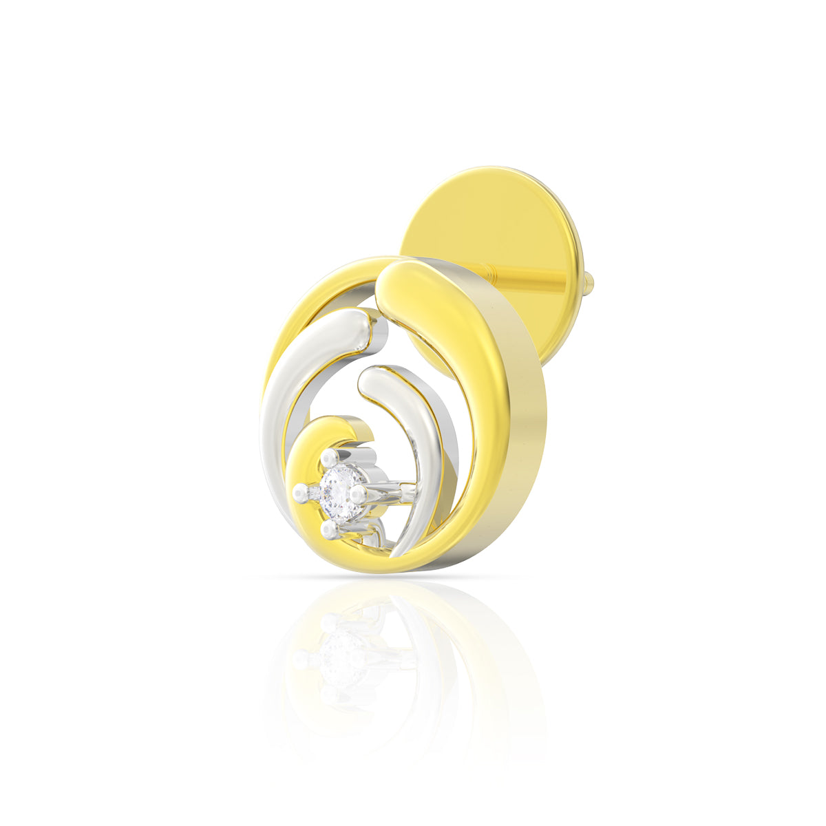 Polished Whirl 18K Diamond Studs