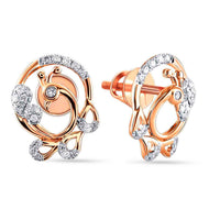 18K Luxurious Peacock Design Studs with Exquisite Artistry