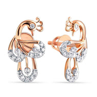 Gracefully Elegant Peacock Design 18K Diamond Studs