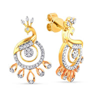 18K Regal Peacock Motif Diamond Stud Earrings