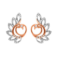 Dazzling Peacock Feather 18K Diamond Stud Earrings