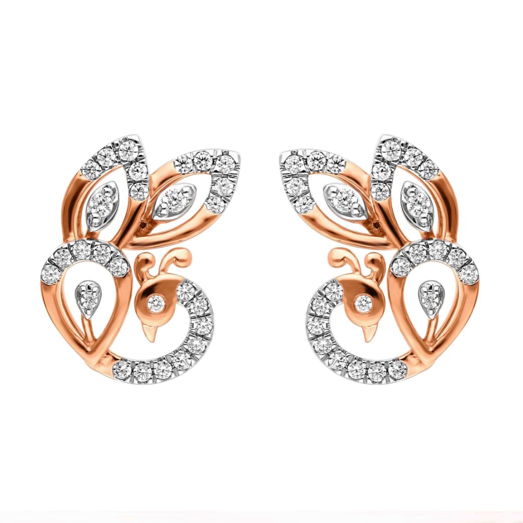 Peacock Majesty 18K Gold Stud