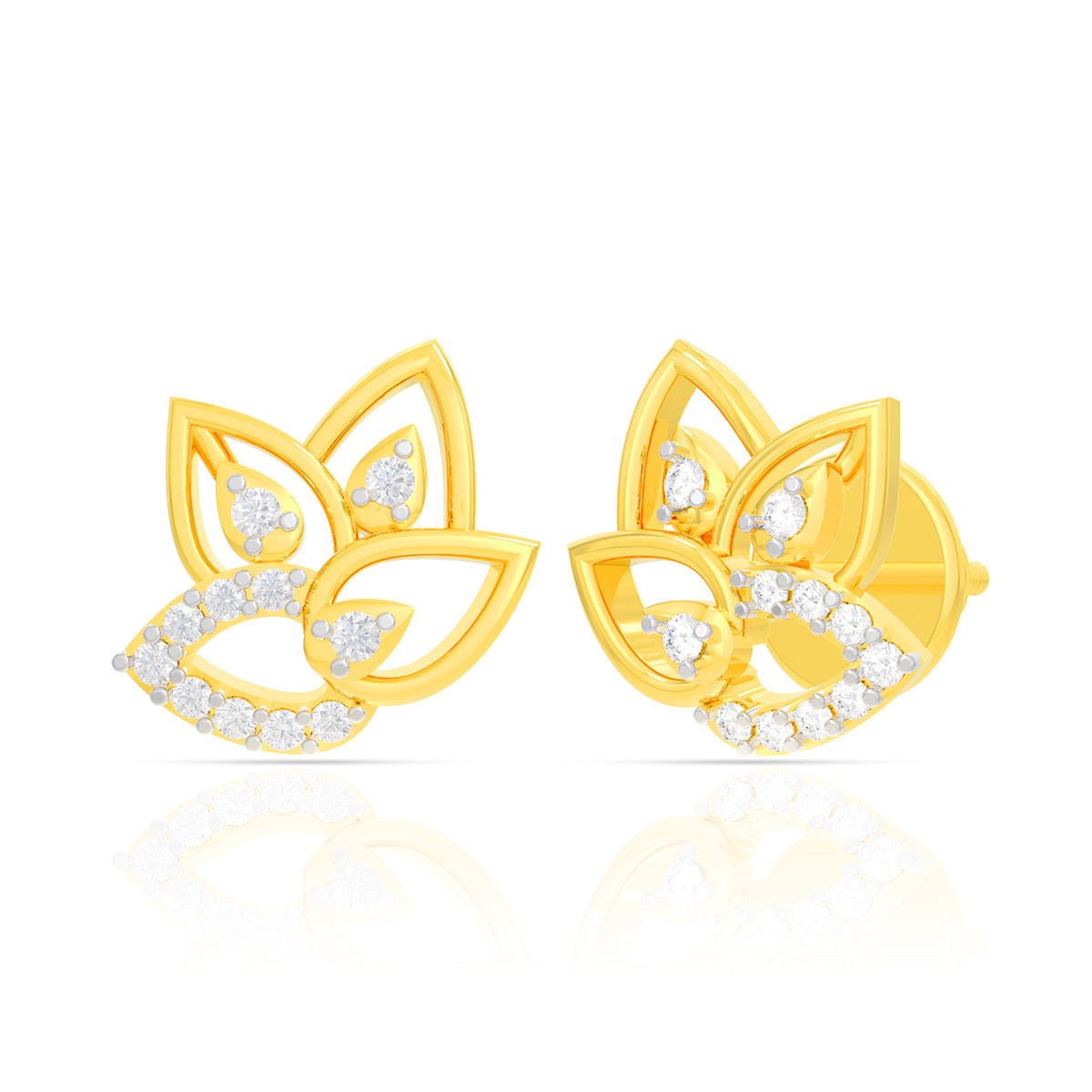 Shimmering Lotus 18K Diamond Studs