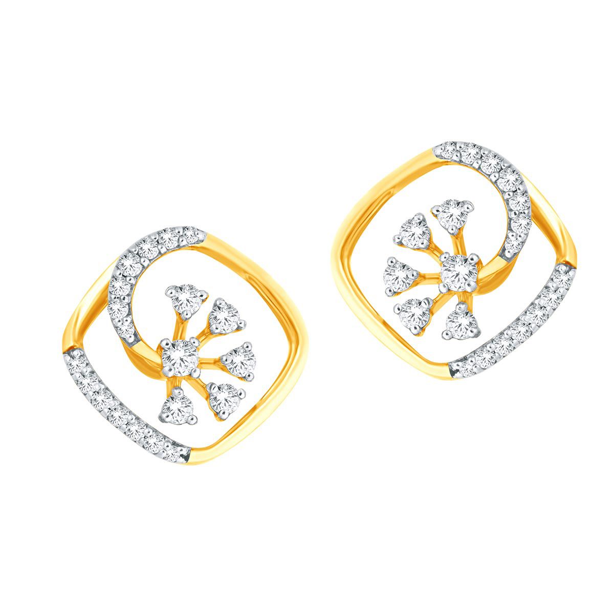 Petal Grace Gold Stud Earrings in 18K