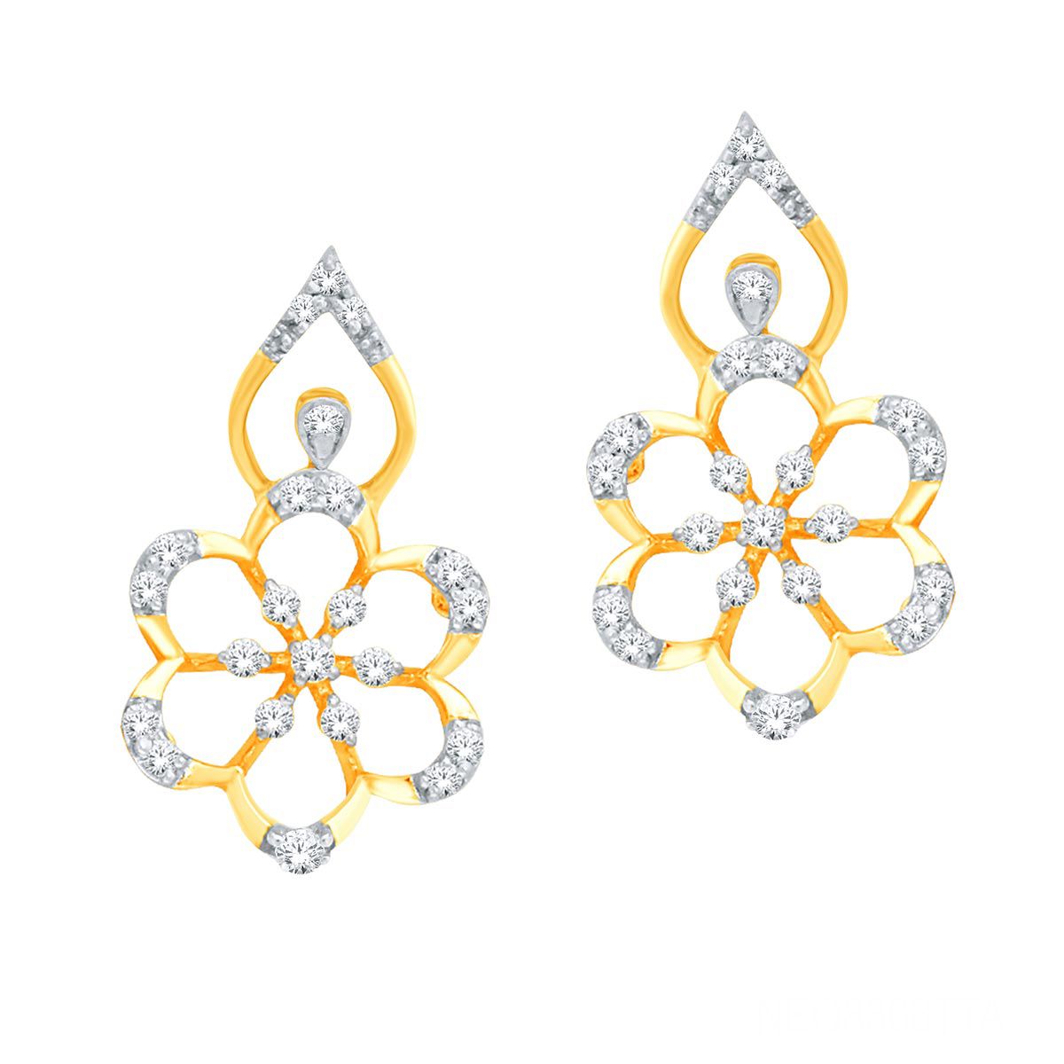 Diamond 18K Stud Earrings with Minimalistic Charm