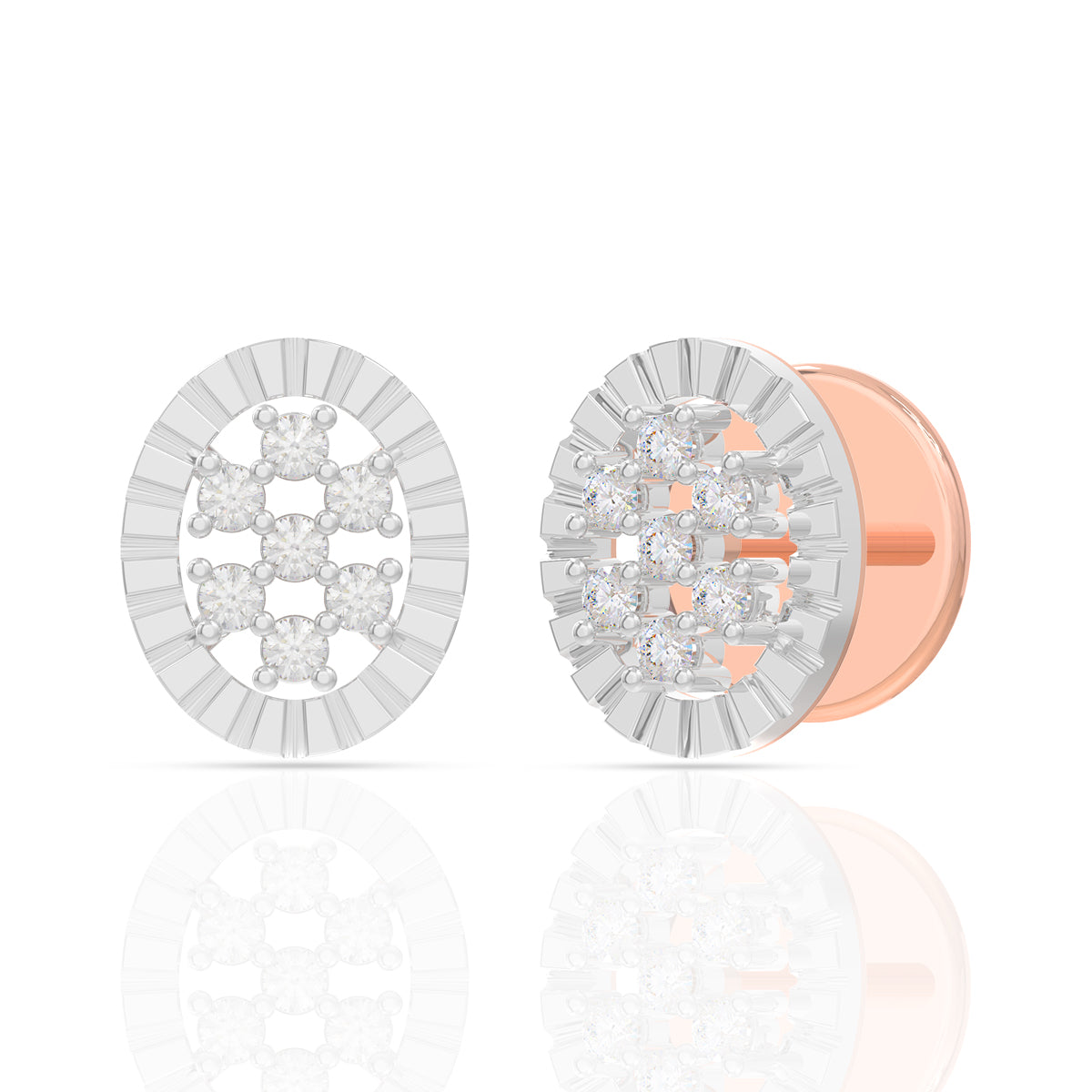 Shimmering Grace Oblong Gold Studs 18K