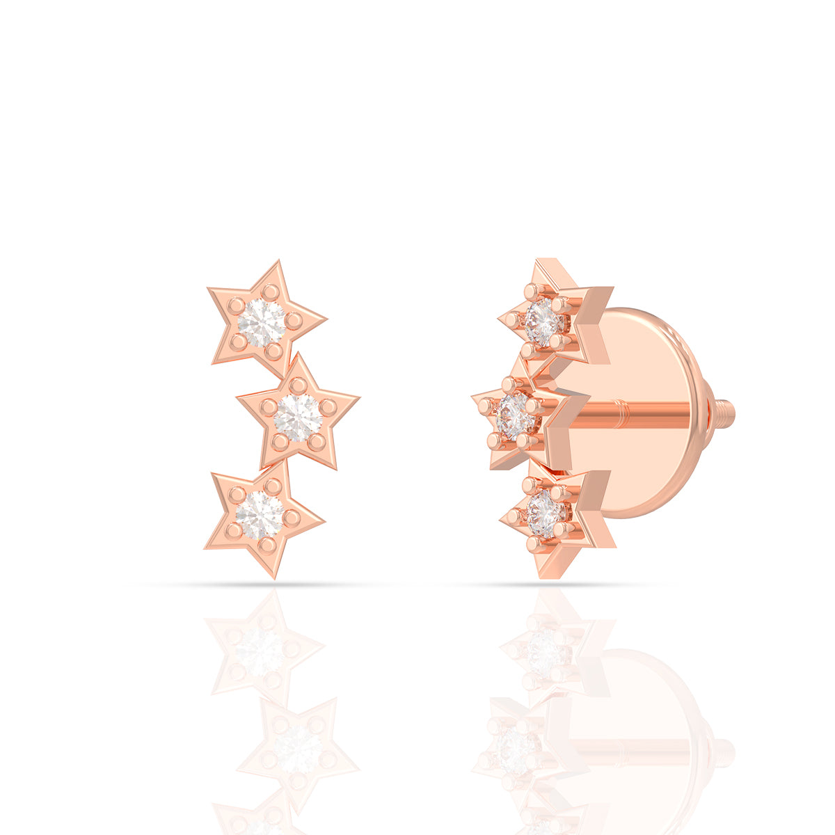 Dazzle and Sleek Starry 18K Diamond Stud Earrings