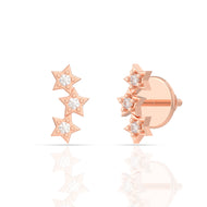 Dazzle and Sleek Starry 18K Diamond Stud Earrings